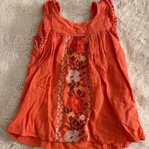 Beautiful coral Sleeveless sundress with Floral Embroidery